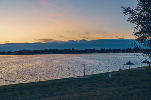 Calm lake after sunset